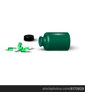 Green pill jar. Medical design. Vector illustration. EPS 10.. Green pill jar. Medical design. Vector illustration.