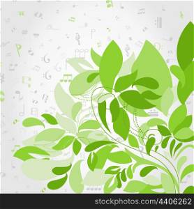 Green plant against notes. A vector illustration