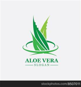 Green plant aloe vera logo vector icon symbol many be≠fits