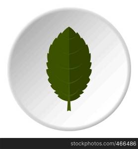 Green plum leaf icon in flat circle isolated on white background vector illustration for web. Green plum leaf icon circle