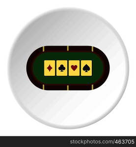 Green poker table icon in flat circle isolated vector illustration for web. Green poker table icon circle