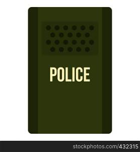 Green police riot shield icon flat isolated on white background vector illustration. Green police riot shield icon isolated
