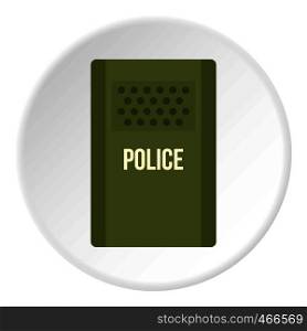 Green police riot shield icon in flat circle isolated on white background vector illustration for web. Green police riot shield icon circle