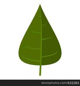Green poplar leaf icon flat isolated on white background vector illustration. Green poplar leaf icon isolated