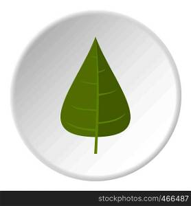 Green poplar leaf icon in flat circle isolated on white background vector illustration for web. Green poplar leaf icon circle