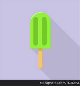 Green popsicle icon. Flat illustration of green popsicle vector icon for web design. Green popsicle icon, flat style