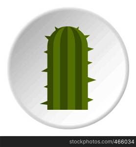 Green potted cactus icon in flat circle isolated on white vector illustration for web. Green potted cactus icon circle