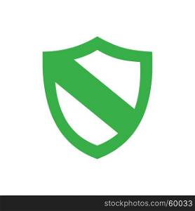 Green protection shield icon on a white background