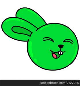green rabbit head emoticon burst out laughing