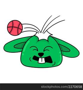 green rabbit head falling baseball