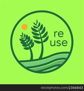 Green re-use icon isolated. Stock vector illustration. Green re-use icon isolated. Stock vector
