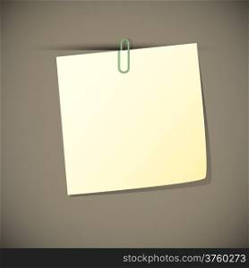 Green read note paper with paperclip, vector illustration
