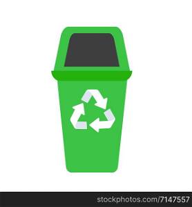 green recycling basket avatar character on white, stock vector illustration