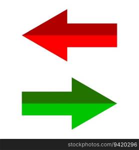 Green red arrows, right left. Vector illustration. EPS 10. Stock image.. Green red arrows, right left. Vector illustration.