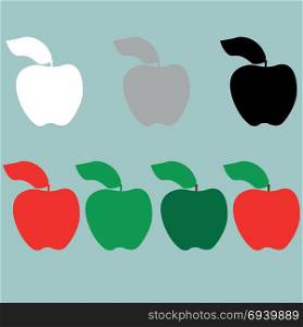 Green red black grey white apple icon.. Green red black grey white apple icon. Set icons.