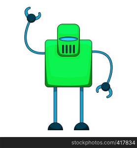 Green retro robot icon. Cartoon illustration of green retro robot vector icon for web. Green retro robot icon, cartoon style
