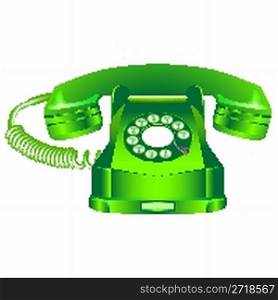green retro telephone against white background, abstract vector art illustration