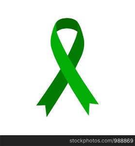 Green ribbon mental health icon. Vector eps10