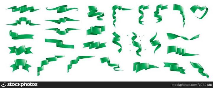 green ribbon on white background. Vector illustration.. green ribbon on white background. Vector illustration