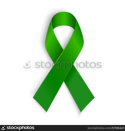Green ribbon. Scoliosis, Mental health and other awareness symbol. Vector illustration