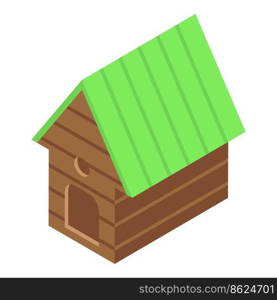 Green roof doghouse icon isometric vector. Dog kennel. House pet. Green roof doghouse icon isometric vector. Dog kennel