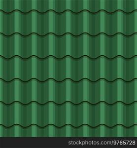 Green roof tile seamless pattern. Vector rooftop background, game overlap, cartoon repeated texture. House roofing material, endless textured construction cover, roof exterior. Green roof tile seamless pattern vector background