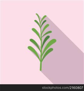Green rosemary icon flat vector. Herb plant. Leaf herbal. Green rosemary icon flat vector. Herb plant