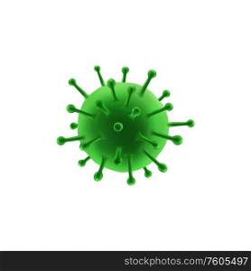 Green round germ with tentacles isolated virus bacteria. Vector genetic structure of parasite. Parasite virus round green germ isolated bacteria