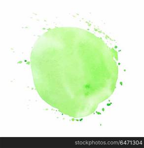 Green round watercolor vector texture isolated on a white background. Green round watercolor vector texture