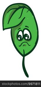 Green sad leaf, illustration, vector on white background