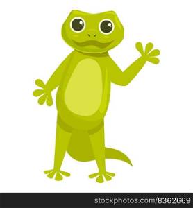 Green salamander icon cartoon vector. Animal iguana. Tribal gecko. Green salamander icon cartoon vector. Animal iguana