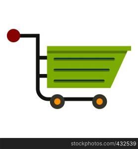 Green sale shopping cart icon flat isolated on white background vector illustration. Green sale shopping cart icon isolated