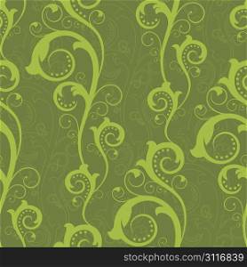 Green seamless from flowers and leaves