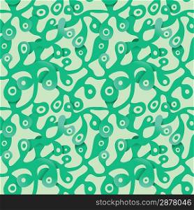 Green seamless pattern with molecule elements - abstract vector background