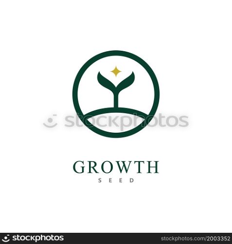 Green seed logo icon vector illustration