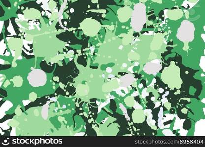 Green shades, white, beige camouflage background. Green shades, white, beige ink paint splashes camouflage vector colorful background