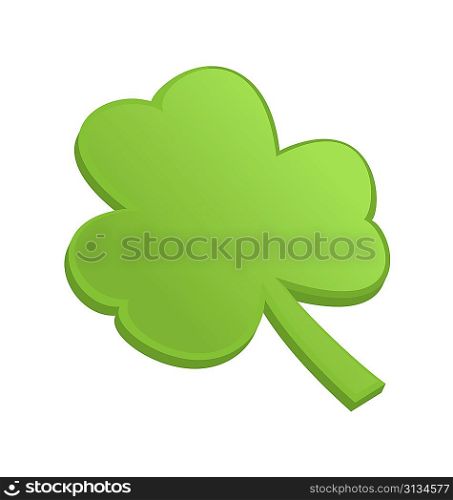 Green shamrock clover on st Patrick Day - isolated on white - 3d vectror