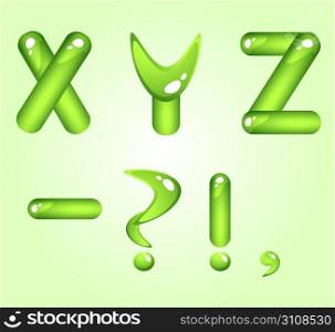Green shiny alphabet. Part 5