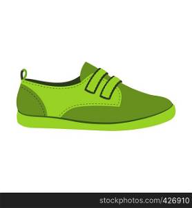 Green shoe icon. Flat illustration of green shoe vector icon for web design. Green shoe icon, flat style
