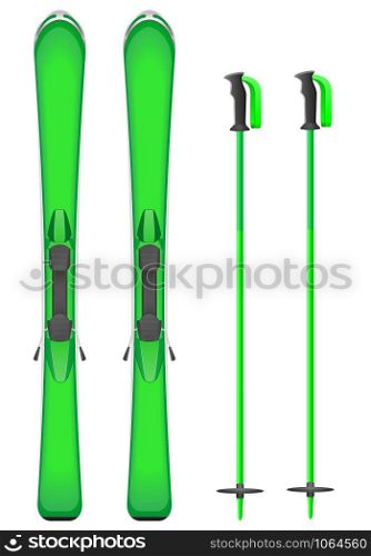 green skis mountain vector illustration isolated on white background