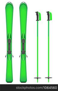 green skis mountain vector illustration isolated on white background