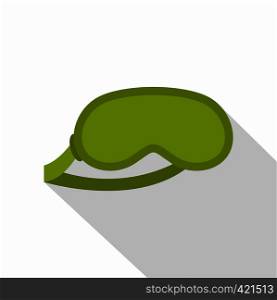 Green sleeping mask icon. Flat illustration of green sleeping mask vector icon for web isolated on white background. Green sleeping mask icon, flat style