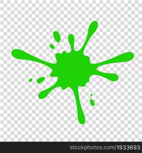 Green slime drip isolated on transparent background. Dripping paint. Halloween mucus realistic 3d vector illustration.