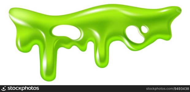 Green slime. Green dripping liquid. Decorative border for graphic design. Poison toxic paint spot, melting jelly texture, halloween poster template, vector isolated on white background illustration. Green slime. Green dripping liquid. Decorative border for graphic design. Poison toxic paint spot, melting jelly texture, halloween poster template, vector isolated illustration