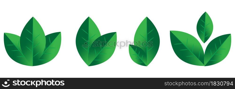 Green small leaves icon set. Nature art background. Ecology concept. Organic emblem. Vector illustration. Stock image. EPS 10.. Green small leaves icon set. Nature art background. Ecology concept. Organic emblem. Vector illustration. Stock image.