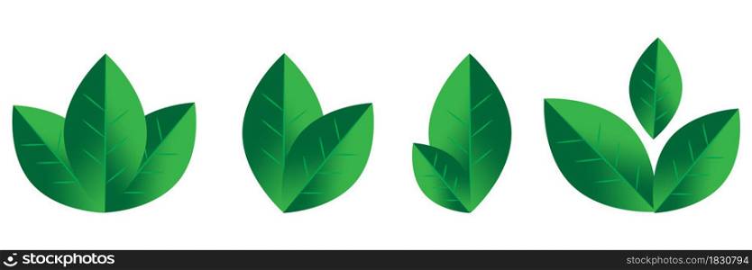 Green small leaves icon set. Nature art background. Ecology concept. Organic emblem. Vector illustration. Stock image. EPS 10.. Green small leaves icon set. Nature art background. Ecology concept. Organic emblem. Vector illustration. Stock image.