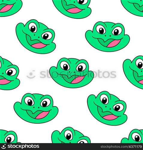 green smile frog seamless pattern textile print