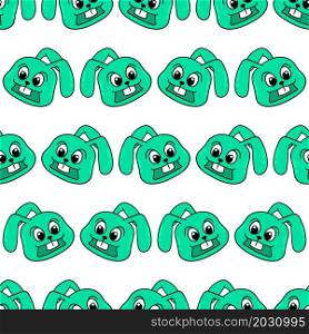green smile rabbit seamless pattern textile print
