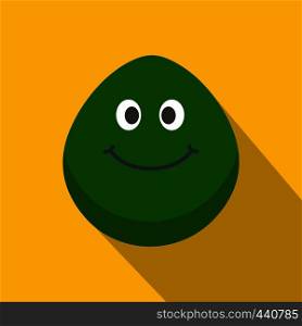 Green smiling lime icon. Flat illustration of green smiling lime vector icon for web on yellow background. Green smiling lime icon, flat style