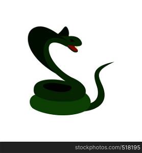 Green snake icon in flat style isolated on white background. Green snake icon, flat style